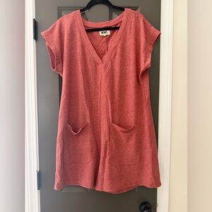 Madewell Rust V-Neck Pocket Tunic